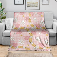 Hawaii Anthurium Tiare Pikake Lei Blanket Akala Lauhala Art Pattern