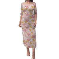 Hawaii Anthurium Tiare Pikake Lei Family Matching Puletasi and Hawaiian Shirt Akala Lauhala Art Pattern