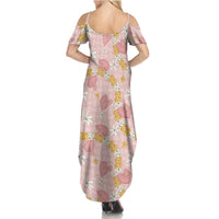 Hawaii Anthurium Tiare Pikake Lei Family Matching Summer Maxi Dress and Hawaiian Shirt Akala Lauhala Art Pattern