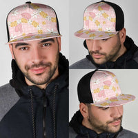 Hawaii Anthurium Tiare Pikake Lei Mesh Trucker Cap Akala Lauhala Art Pattern