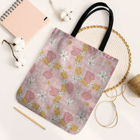 Hawaii Anthurium Tiare Pikake Lei Tote Bag Akala Lauhala Art Pattern