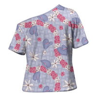 Hawaii Anthurium Tiare Pikake Lei Cross Shoulder Shirt Poni Lauhala Art Pattern