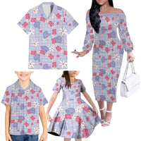 Hawaii Anthurium Tiare Pikake Lei Family Matching Off The Shoulder Long Sleeve Dress and Hawaiian Shirt Poni Lauhala Art Pattern LT01 - Polynesian Pride