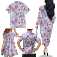 Hawaii Anthurium Tiare Pikake Lei Family Matching Off The Shoulder Long Sleeve Dress and Hawaiian Shirt Poni Lauhala Art Pattern LT01 - Polynesian Pride