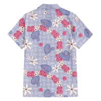 Hawaii Anthurium Tiare Pikake Lei Family Matching Off Shoulder Short Dress and Hawaiian Shirt Poni Lauhala Art Pattern