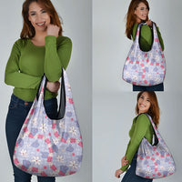 Hawaii Anthurium Tiare Pikake Lei Grocery Bag Poni Lauhala Art Pattern