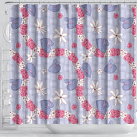 Hawaii Anthurium Tiare Pikake Lei Shower Curtain Poni Lauhala Art Pattern