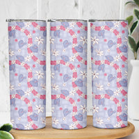 Hawaii Anthurium Tiare Pikake Lei Skinny Tumbler Poni Lauhala Art Pattern