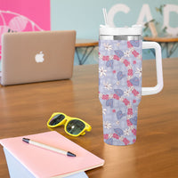 Hawaii Anthurium Tiare Pikake Lei Tumbler With Handle Poni Lauhala Art Pattern