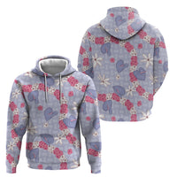 Hawaii Anthurium Tiare Pikake Lei Zip Hoodie Poni Lauhala Art Pattern