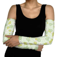 Hawaii Anthurium Tiare Pikake Lei Arm Sleeves Sage Green Lauhala Art Pattern