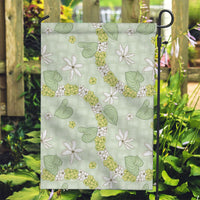 Hawaii Anthurium Tiare Pikake Lei Garden Flag Sage Green Lauhala Art Pattern