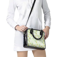 Hawaii Anthurium Tiare Pikake Lei Shoulder Handbag Sage Green Lauhala Art Pattern