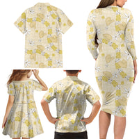 Hawaii Anthurium Tiare Pikake Lei Family Matching Long Sleeve Bodycon Dress and Hawaiian Shirt Melemele Lauhala Art Pattern LT01 - Polynesian Pride