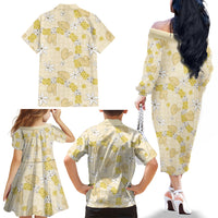 Hawaii Anthurium Tiare Pikake Lei Family Matching Off The Shoulder Long Sleeve Dress and Hawaiian Shirt Melemele Lauhala Art Pattern LT01 - Polynesian Pride