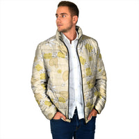 Hawaii Anthurium Tiare Pikake Lei Padded Jacket Melemele Lauhala Art Pattern