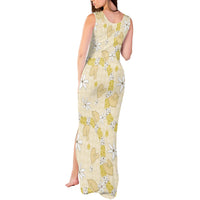 Hawaii Anthurium Tiare Pikake Lei Tank Maxi Dress Melemele Lauhala Art Pattern