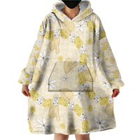 Hawaii Anthurium Tiare Pikake Lei Wearable Blanket Hoodie Melemele Lauhala Art Pattern