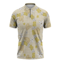 Hawaii Anthurium Tiare Pikake Lei Zipper Polo Shirt Melemele Lauhala Art Pattern