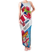 Personalised Fiji Day Family Matching Tank Maxi Dress and Hawaiian Shirt Fijian Hibiscus Special Version LT01 Mom's Dress White - Polynesian Pride