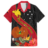 Personalised Papua New Guinea Kid Hawaiian Shirt Bird Of Paradise With Tropical Flower LT01 Kid Black - Polynesian Pride