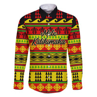 Custom Hawaii Christmas Family Matching Puletasi Dress and Hawaiian Shirt Hawaiian Quilt Pattern Reggae Version LT01 Dad's Shirt - Long Sleeve Art - Polynesian Pride