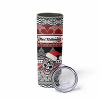 Custom New Zealand Christmas Skinny Tumbler Maori Meri Kirihimete Moko LT01 - Polynesian Pride