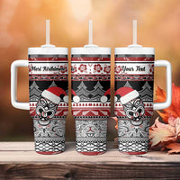 Custom New Zealand Christmas Tumbler With Handle Maori Meri Kirihimete Moko