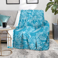 Tahiti Ninamu Tiare Floral Blanket Monstera Palm Tropical Leaves - Polynesian Pride