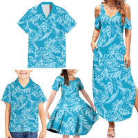 Tahiti Ninamu Tiare Floral Family Matching Summer Maxi Dress and Hawaiian Shirt Monstera Palm Tropical Leaves LT01 - Polynesian Pride