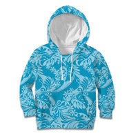 Tahiti Ninamu Tiare Floral Kid Hoodie Monstera Palm Tropical Leaves LT01 Hoodie Blue - Polynesian Pride