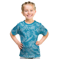 Tahiti Ninamu Tiare Floral Kid T Shirt Monstera Palm Tropical Leaves - Polynesian Pride