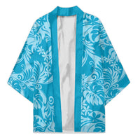 Tahiti Ninamu Tiare Floral Kimono Monstera Palm Tropical Leaves LT01 Unisex Blue - Polynesian Pride