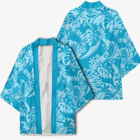 Tahiti Ninamu Tiare Floral Kimono Monstera Palm Tropical Leaves LT01 - Polynesian Pride