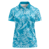 Tahiti Ninamu Tiare Floral Women Polo Shirt Monstera Palm Tropical Leaves - Polynesian Pride