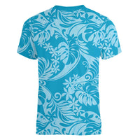 Tahiti Ninamu Tiare Floral Women V-Neck T-Shirt Monstera Palm Tropical Leaves LT01 - Polynesian Pride