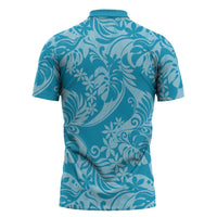 Tahiti Ninamu Tiare Floral Zipper Polo Shirt Monstera Palm Tropical Leaves LT01 - Polynesian Pride