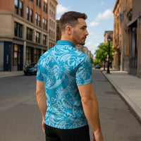 Tahiti Ninamu Tiare Floral Zipper Polo Shirt Monstera Palm Tropical Leaves LT01 - Polynesian Pride
