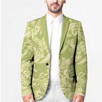 Tahiti Olive Tiare Floral Blazer Monstera Palm Tropical Leaves - Polynesian Pride