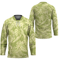 Tahiti Olive Tiare Floral Hockey Jersey Monstera Palm Tropical Leaves - Polynesian Pride
