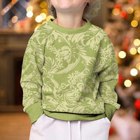 Tahiti Olive Tiare Floral Kid Ugly Christmas Sweater Monstera Palm Tropical Leaves LT01 - Polynesian Pride