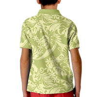 Tahiti Olive Tiare Floral Kid Polo Shirt Monstera Palm Tropical Leaves - Polynesian Pride
