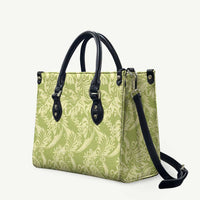 Tahiti Olive Tiare Floral Leather Bag Monstera Palm Tropical Leaves LT01 Olive - Polynesian Pride