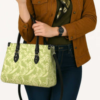 Tahiti Olive Tiare Floral Leather Bag Monstera Palm Tropical Leaves LT01 - Polynesian Pride