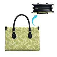 Tahiti Olive Tiare Floral Leather Bag Monstera Palm Tropical Leaves LT01 - Polynesian Pride