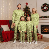 Tahiti Olive Tiare Floral Christmas Pajama Set Monstera Palm Tropical Leaves - Polynesian Pride