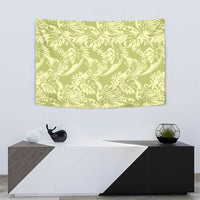 Tahiti Olive Tiare Floral Tapestry Monstera Palm Tropical Leaves - Polynesian Pride