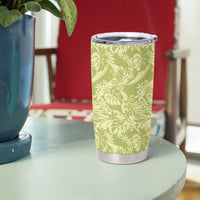 Tahiti Olive Tiare Floral Tumbler Cup Monstera Palm Tropical Leaves - Polynesian Pride