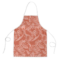 Tahiti Puatou Tiare Floral Apron Monstera Palm Tropical Leaves LT01 Orange - Polynesian Pride