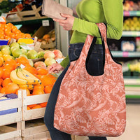 Tahiti Puatou Tiare Floral Grocery Bag Monstera Palm Tropical Leaves - Polynesian Pride